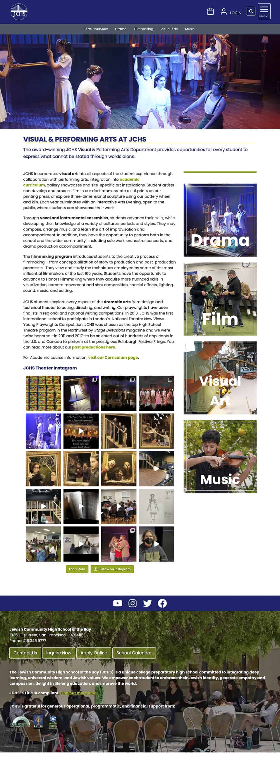 portfolio screenshot of Jewish community High School of the Bay inside page from allisonrolls.com