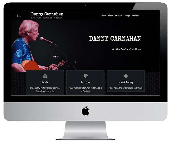screen showing dannycarnahan.com home page